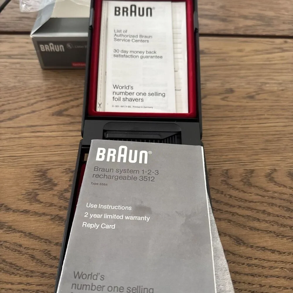 Braun System 1-2-3 3512 Rechargeable Shaver w/ Case & Charger Vintage Open Box